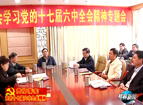 市人大常委会党组中心学习组学习贯彻十七届六中全会精神